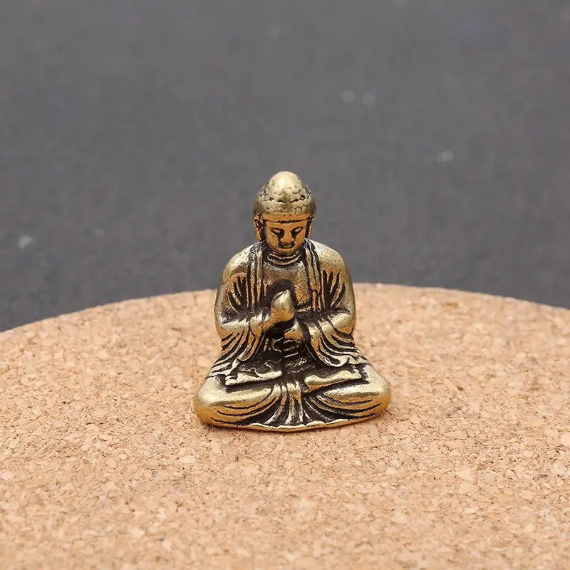 1pc Brass Smiling Buddha Statue - Tathagata Monk Figurine, Metal Craft Religious Decor for Home & Office