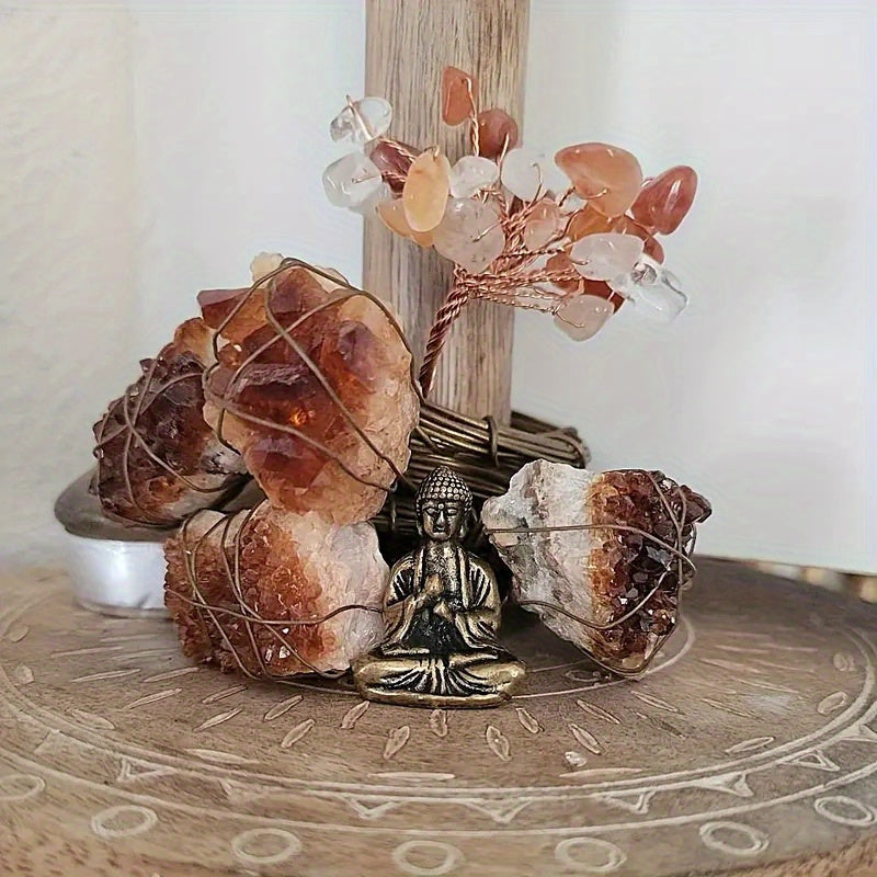 1pc Brass Smiling Buddha Statue - Tathagata Monk Figurine, Metal Craft Religious Decor for Home & Office