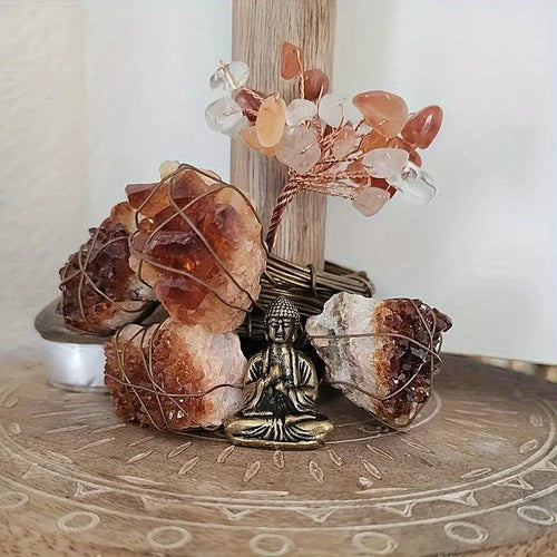 1pc Brass Smiling Buddha Statue - Tathagata Monk Figurine, Metal Craft Religious Decor for Home & Office