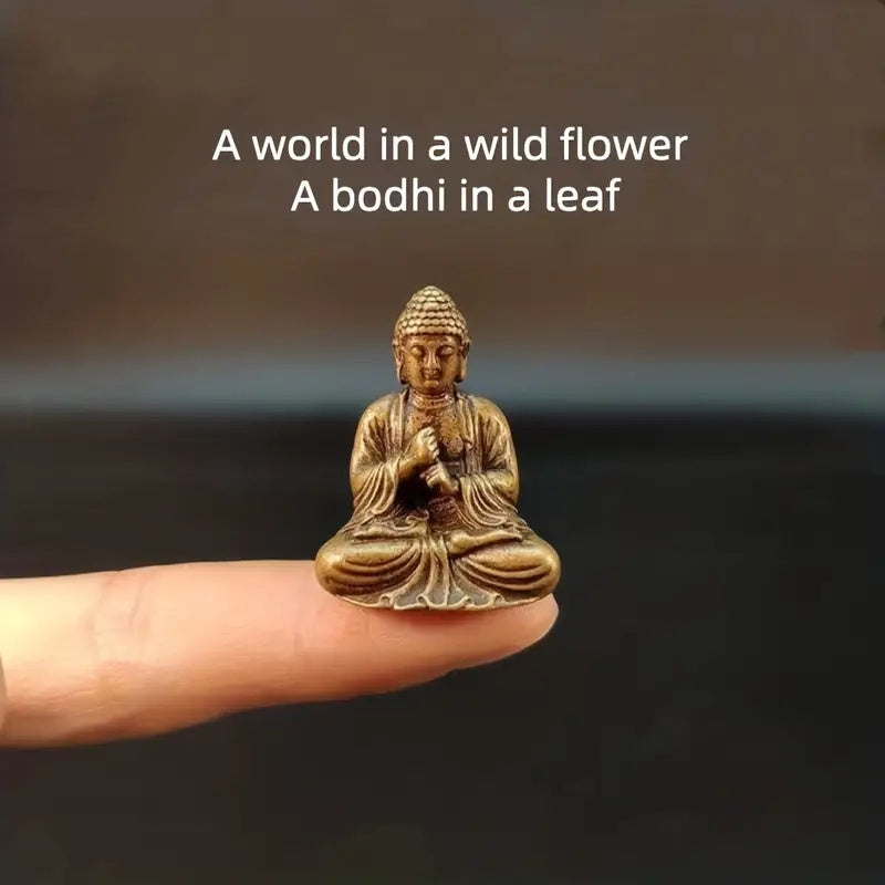 1pc Brass Smiling Buddha Statue - Tathagata Monk Figurine, Metal Craft Religious Decor for Home & Office