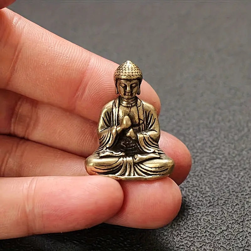 1pc Brass Smiling Buddha Statue - Tathagata Monk Figurine, Metal Craft Religious Decor for Home & Office