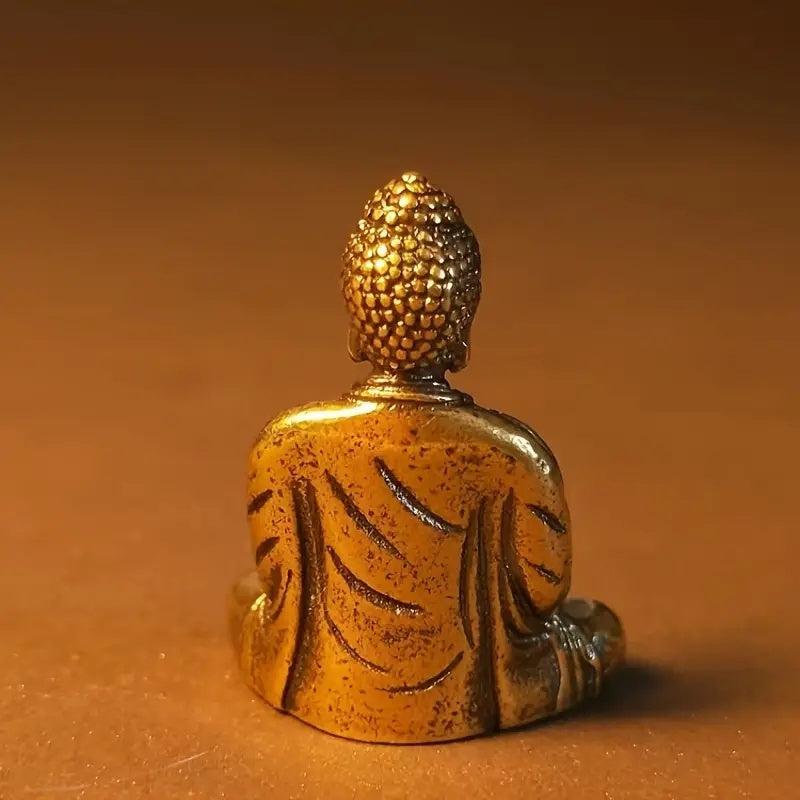 1pc Brass Smiling Buddha Statue - Tathagata Monk Figurine, Metal Craft Religious Decor for Home & Office