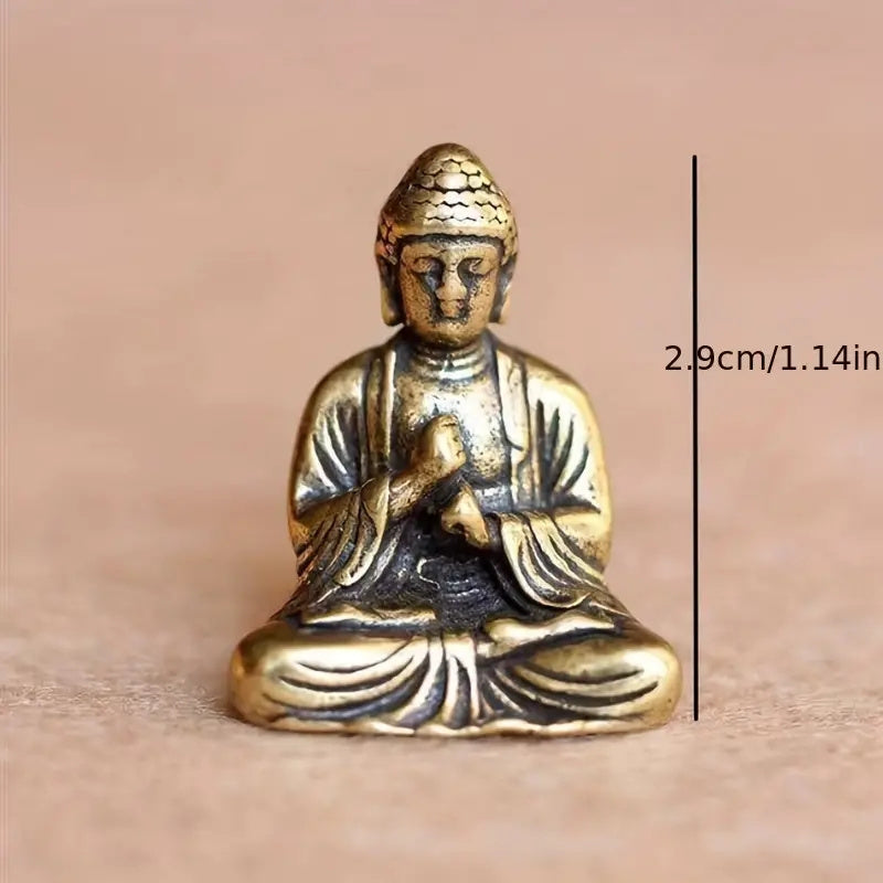 1pc Brass Smiling Buddha Statue - Tathagata Monk Figurine, Metal Craft Religious Decor for Home & Office