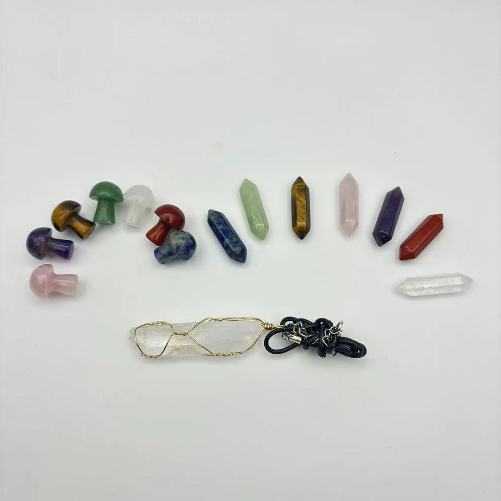 15pcs Set Mushroom and 7 s Full of Spiritual , White Pendant Gem Stones