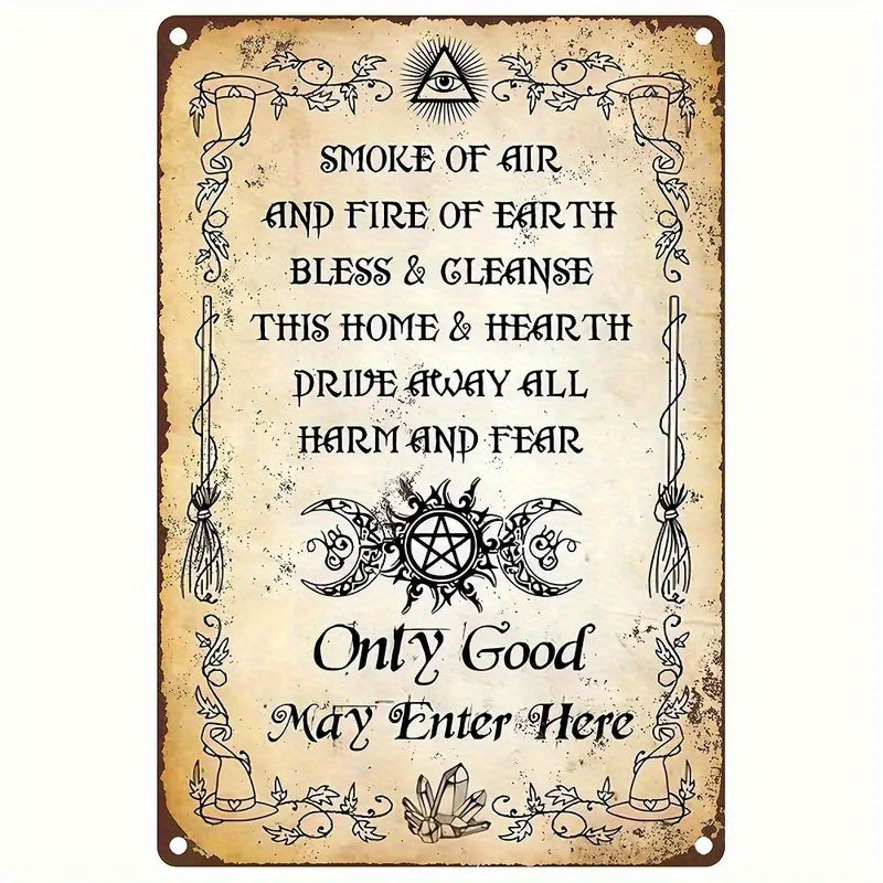 2PCS Metal Tin Sign, Authnature Blessing Only Good May Enter Here Wiccan Blessing Wicca Prayer Protection Aluminum Weatherproof Metal Sign, Custom Personalized Aluminum Sign Wall Decor, Housewarming Decor, 8''x12''/20cm*30cm