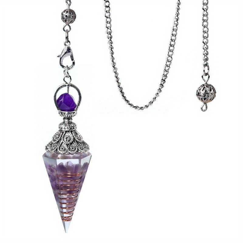 7 Chakra Crystal Pendulum - Natural Stone Divination & Dowsing Pendant, Antique Spiritual Accessory