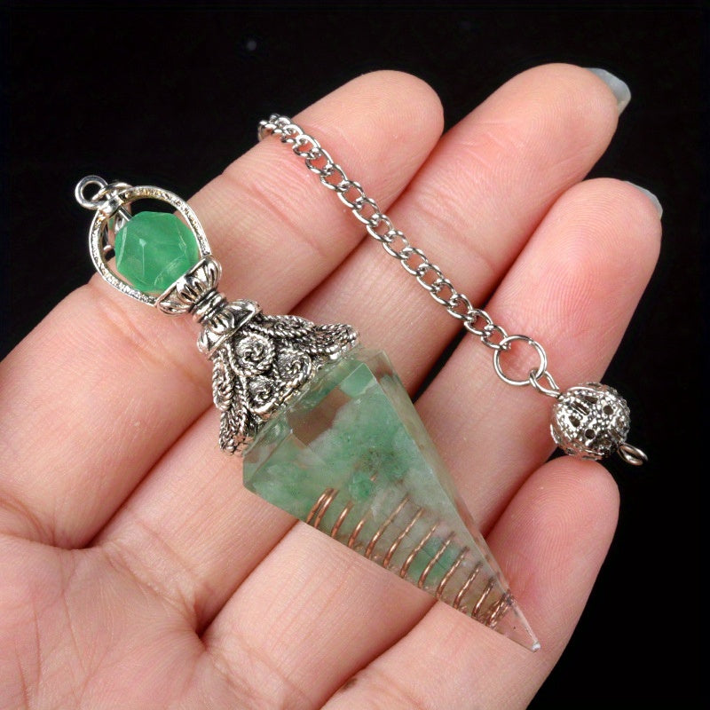 7 Chakra Crystal Pendulum - Natural Stone Divination & Dowsing Pendant, Antique Spiritual Accessory