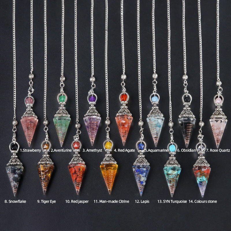 7 Chakra Crystal Pendulum - Natural Stone Divination & Dowsing Pendant, Antique Spiritual Accessory