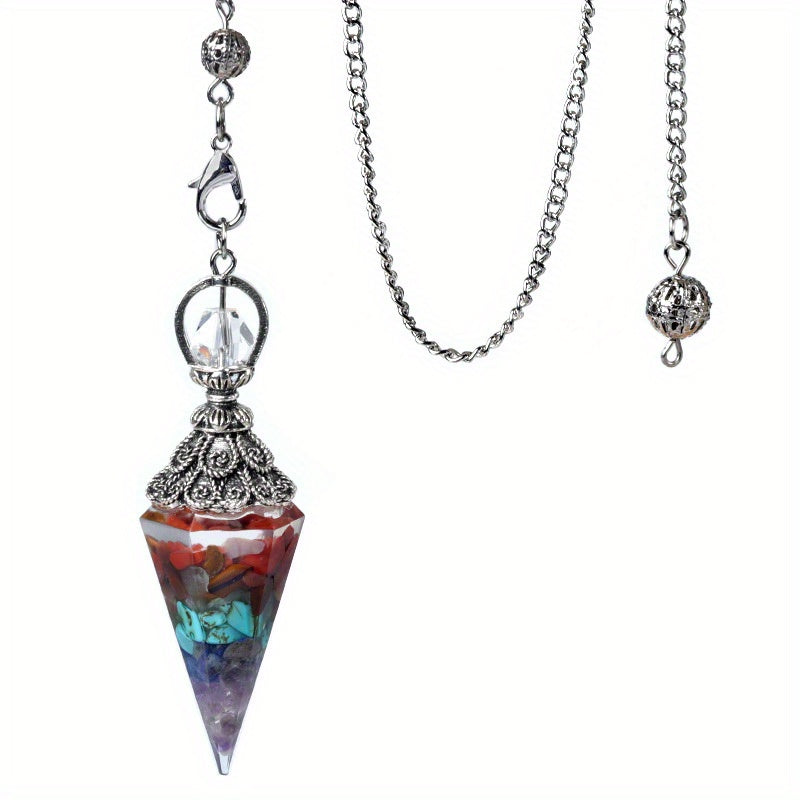 7 Chakra Crystal Pendulum - Natural Stone Divination & Dowsing Pendant, Antique Spiritual Accessory