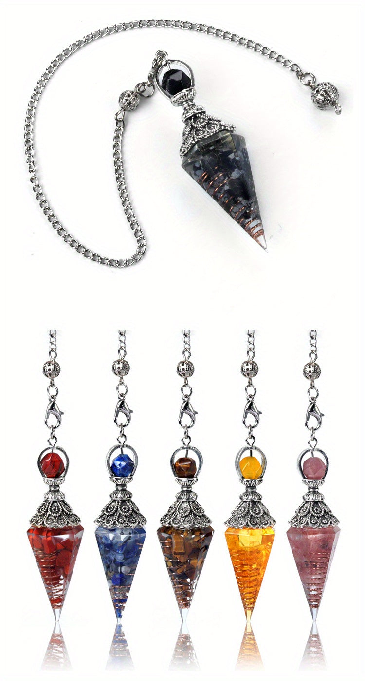 7 Chakra Crystal Pendulum - Natural Stone Divination & Dowsing Pendant, Antique Spiritual Accessory