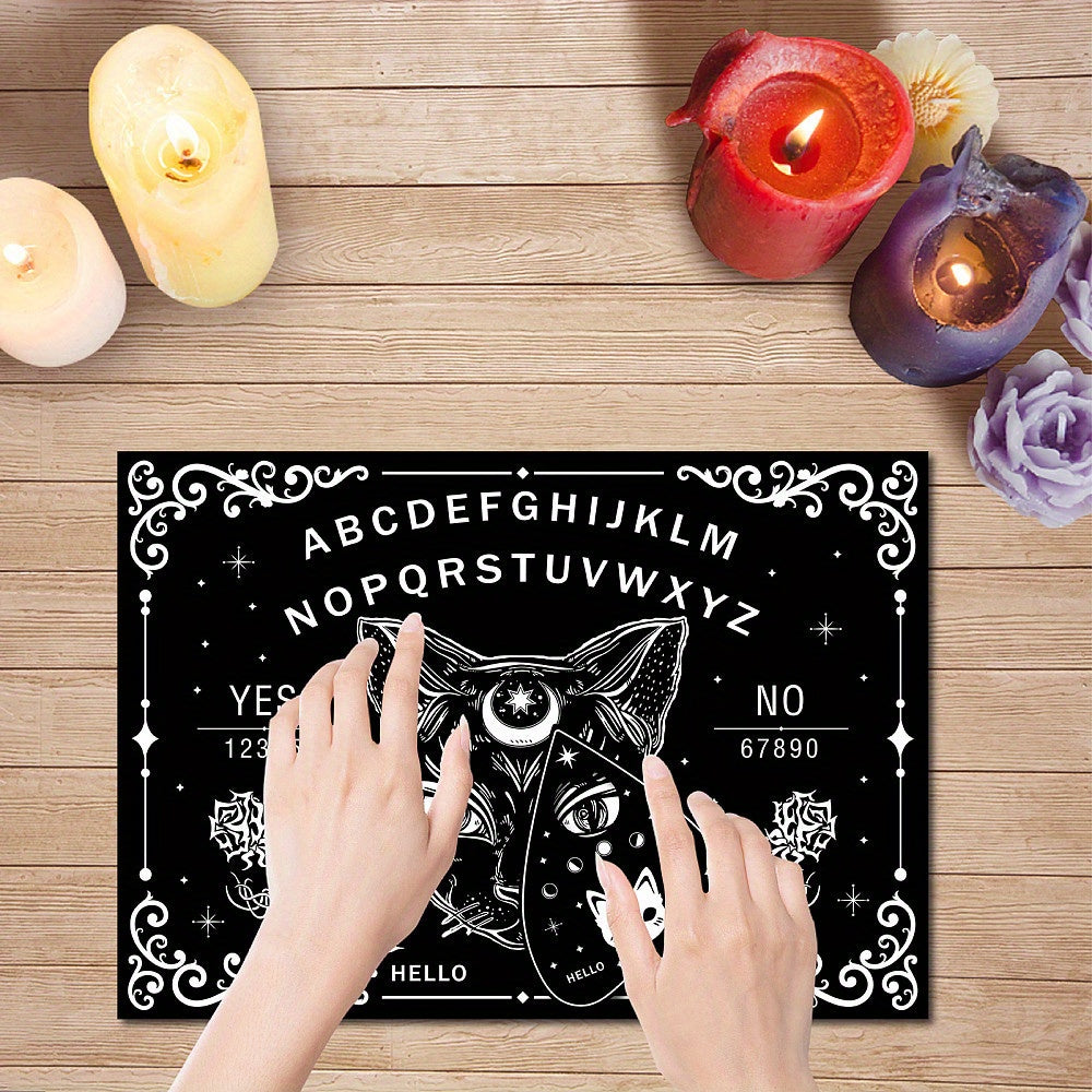 Black Cat Wooden Spirit Board Set With Planchette - Witchy Divination Game Kit For Spirit Hunts & Metaphysical Messages, Artistic Storage And Shipping