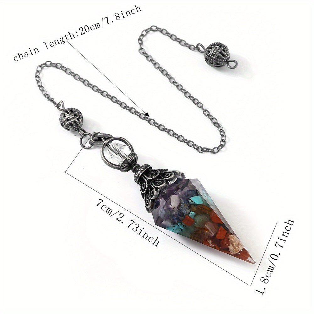 7 Chakra Crystal Pendulum - Natural Stone Divination & Dowsing Pendant, Antique Spiritual Accessory
