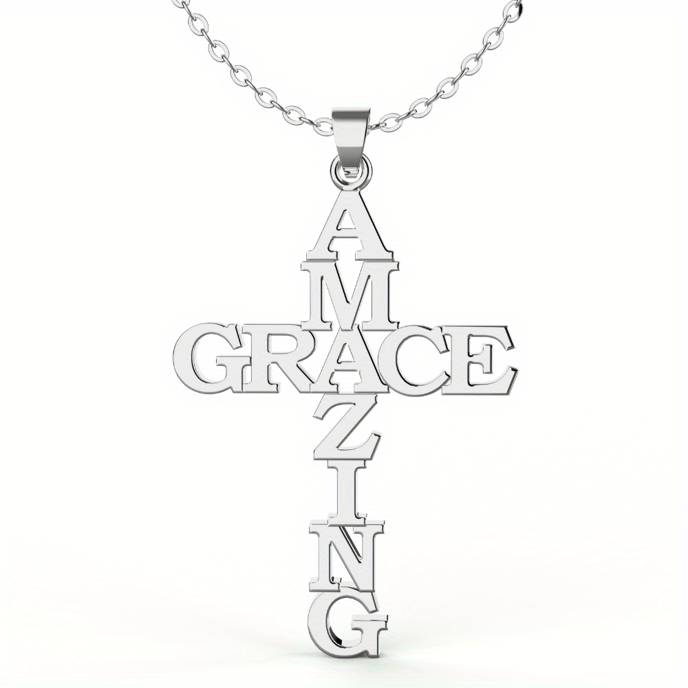 Stainless Steel Cross Pendant Necklace, Christian Inspirational Jewelry Gifts Christmas, Halloween, Thanksgiving Gift