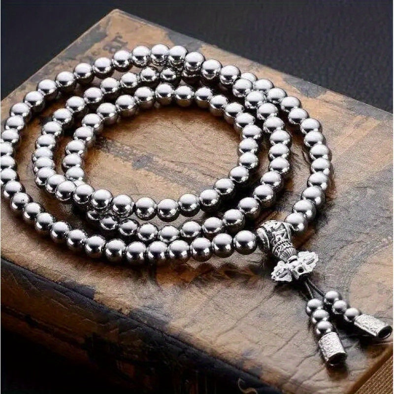 1PC Beads Necklace for Men Cross Necklace Stainless Steel Necklace Chain Waist Chain 108 Buddha Beads Necklace
