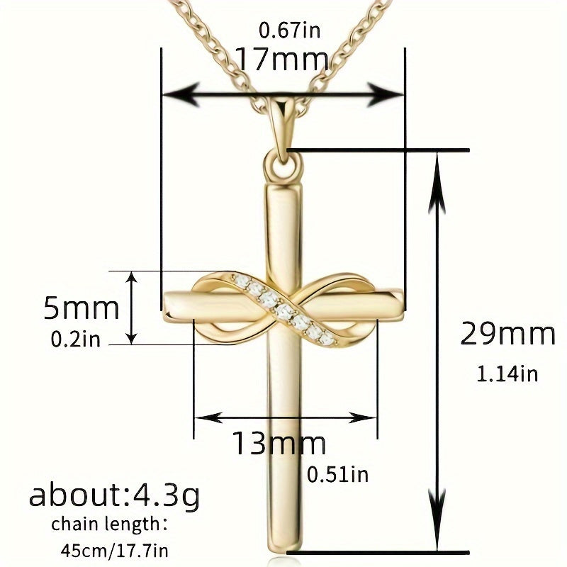 18k Gold-plated Love You Forever Cross Necklace Christian Infinity Pendant Classic Faith Prayer Jewelry Accessories Birthday Gift Jewelry Accessories For Beautiful Women Female Gifts Holiday Gifts