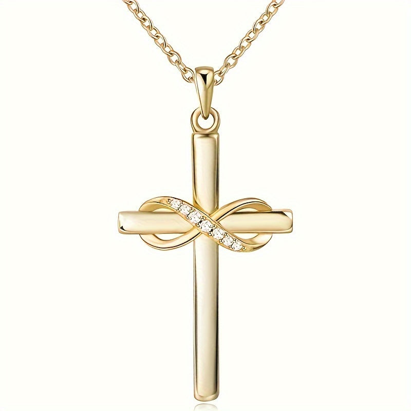 18k Gold-plated Love You Forever Cross Necklace Christian Infinity Pendant Classic Faith Prayer Jewelry Accessories Birthday Gift Jewelry Accessories For Beautiful Women Female Gifts Holiday Gifts