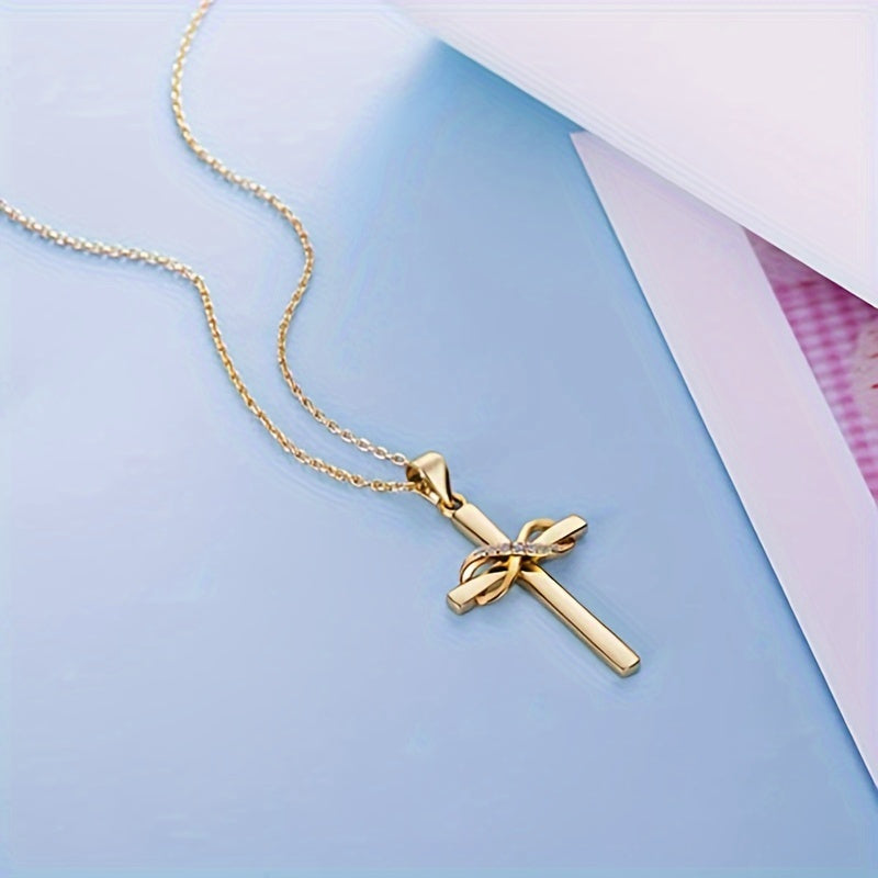 18k Gold-plated Love You Forever Cross Necklace Christian Infinity Pendant Classic Faith Prayer Jewelry Accessories Birthday Gift Jewelry Accessories For Beautiful Women Female Gifts Holiday Gifts