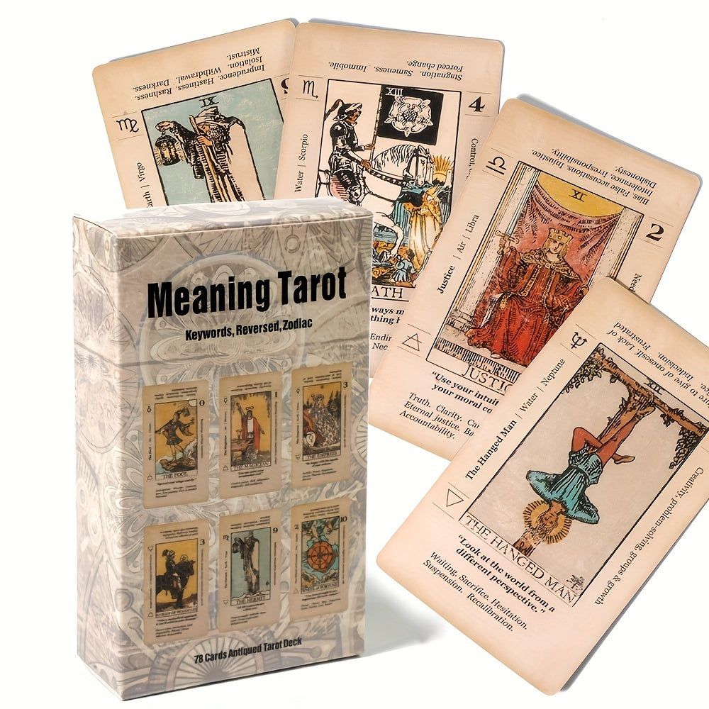 Meaning Tarot Beginner Tarot Deck, Suitable for Friends, Family Gatherings, 78 Fortune Telling Game Divination Game, Game Card Gift