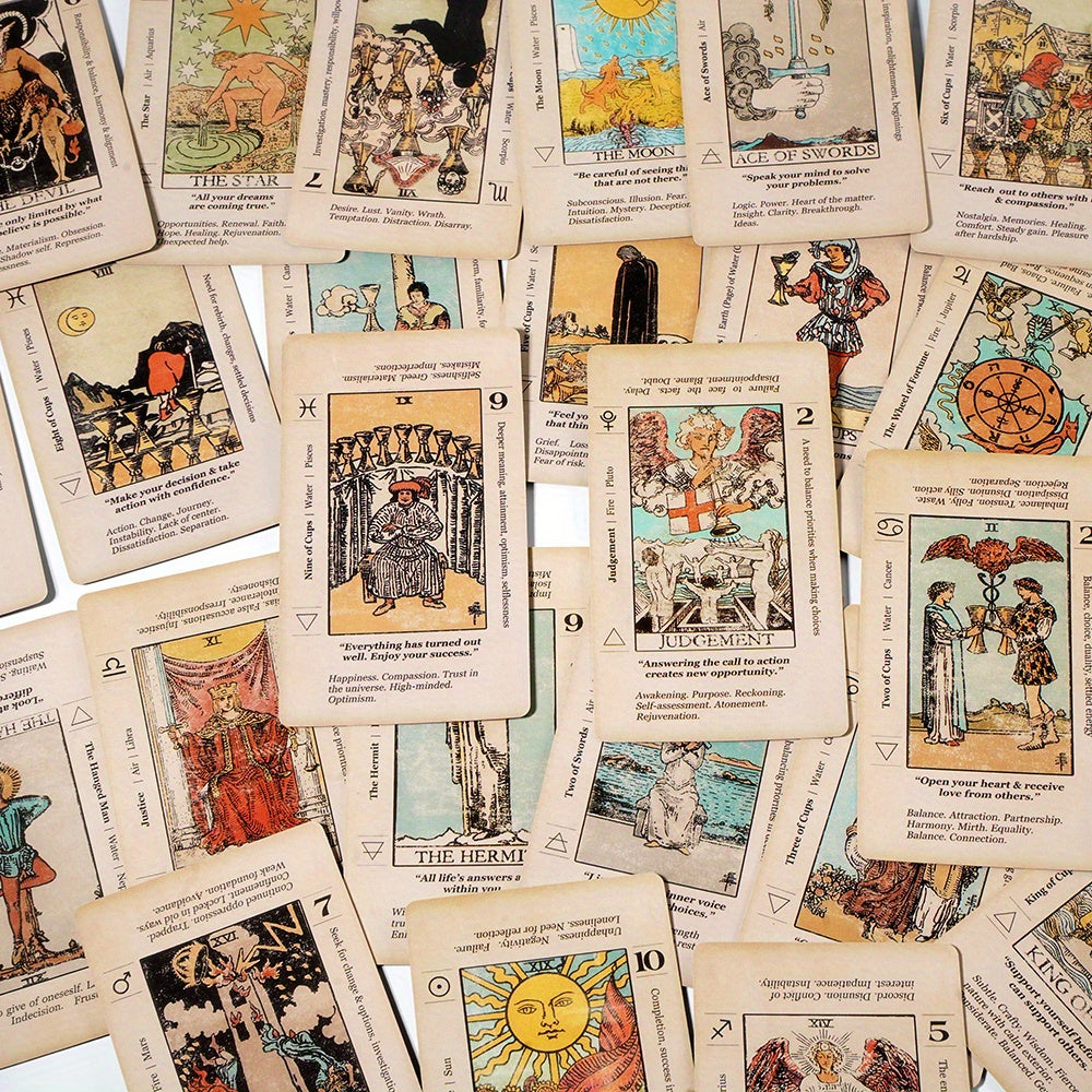 Meaning Tarot Beginner Tarot Deck, Suitable for Friends, Family Gatherings, 78 Fortune Telling Game Divination Game, Game Card Gift