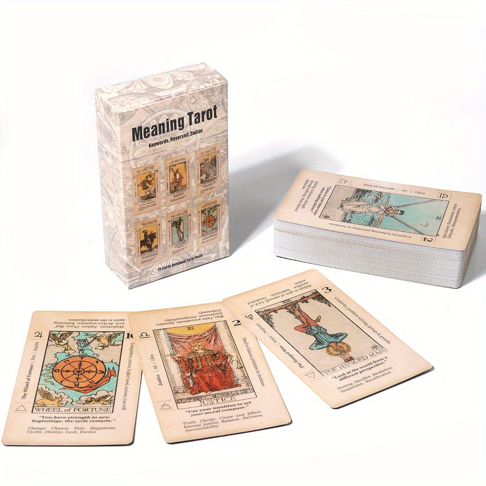 Meaning Tarot Beginner Tarot Deck, Suitable for Friends, Family Gatherings, 78 Fortune Telling Game Divination Game, Game Card Gift
