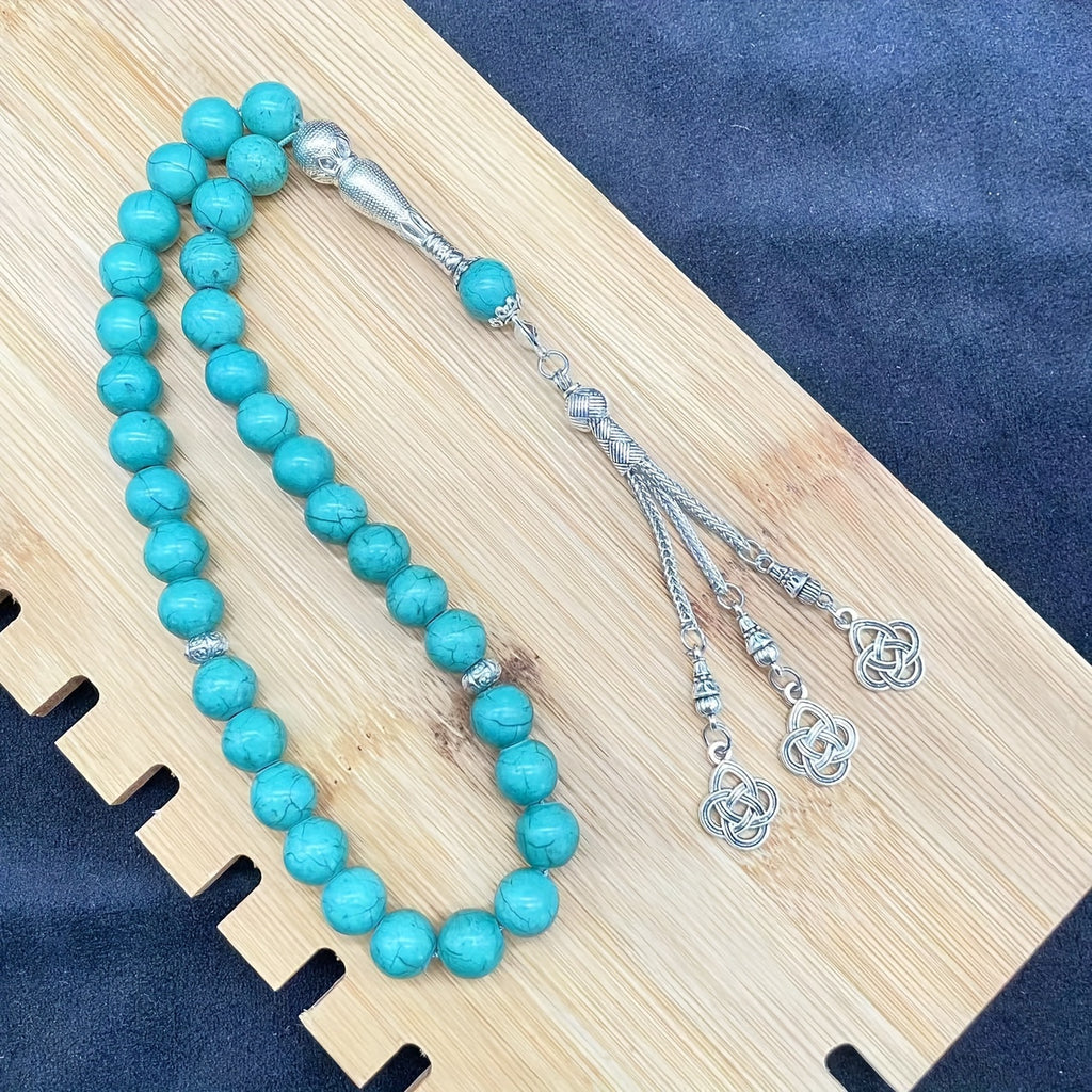 1pc Faux Turquoise Muslim Prayer Beads Bracelet, For Daily, Ideal Birthday Gift