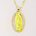 Virgin Mary Alloy Pendant Necklace with Rhinestone Accents - Spiritual Jewelry for Events and Parties