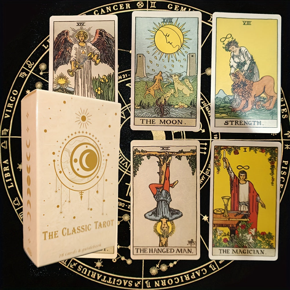 Classic Tarot Cards Deck with Guidebook - 78-Card Divination for Fortune Telling - Tarot Cards Set for Beginners and Enthusiasts - Ideal for Christmas, Halloween, Thanksgiving Gifts - For Ages 14 and Up