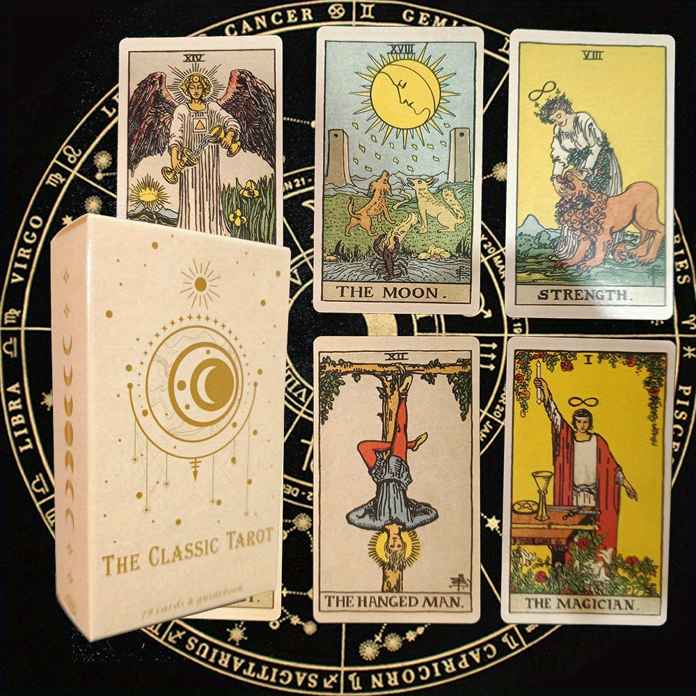 Classic Tarot Cards Deck with Guidebook - 78-Card Divination for Fortune Telling - Tarot Cards Set for Beginners and Enthusiasts - Ideal for Christmas, Halloween, Thanksgiving Gifts - For Ages 14 and Up