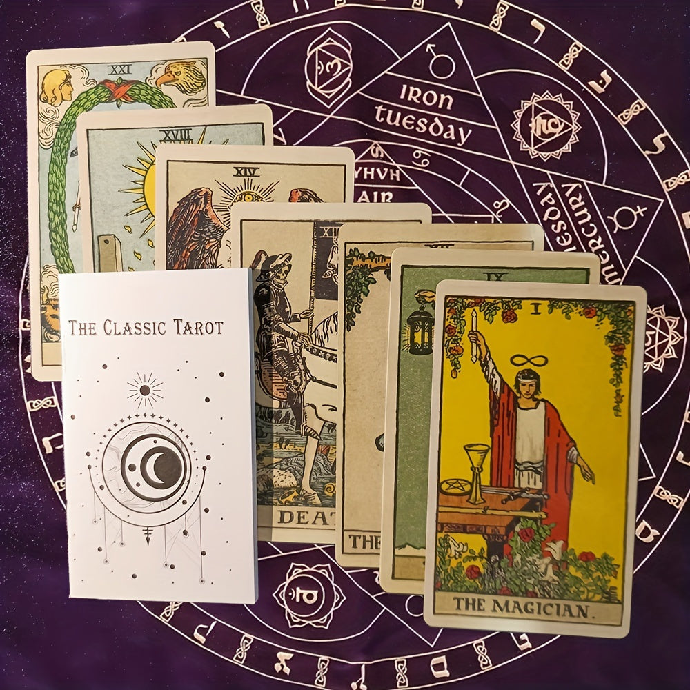 Classic Tarot Cards Deck with Guidebook - 78-Card Divination for Fortune Telling - Tarot Cards Set for Beginners and Enthusiasts - Ideal for Christmas, Halloween, Thanksgiving Gifts - For Ages 14 and Up