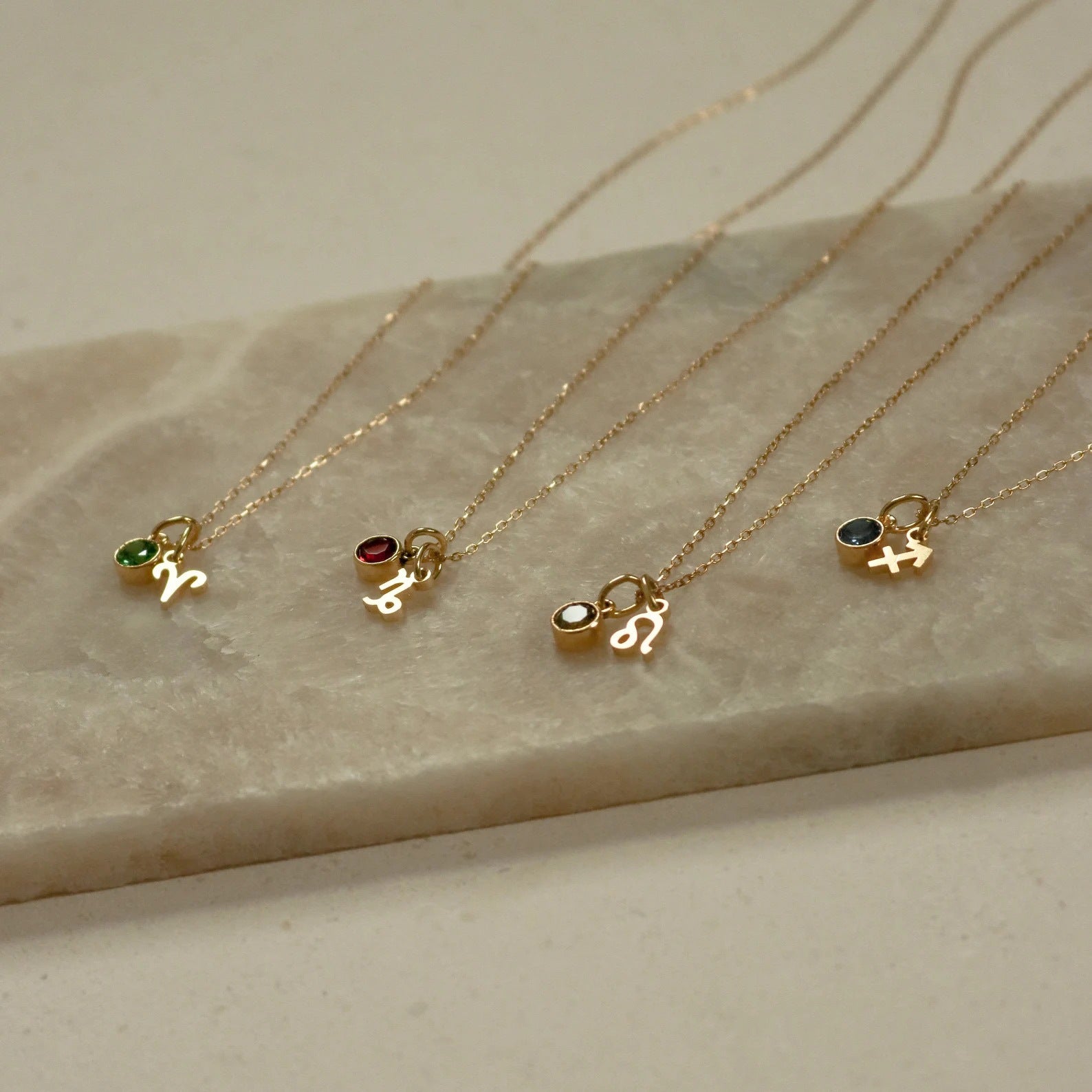 Classic 12 zodiac signs three-dimensional rune necklace zirconia birthstone zodiac stone ladies girl jewellery gift