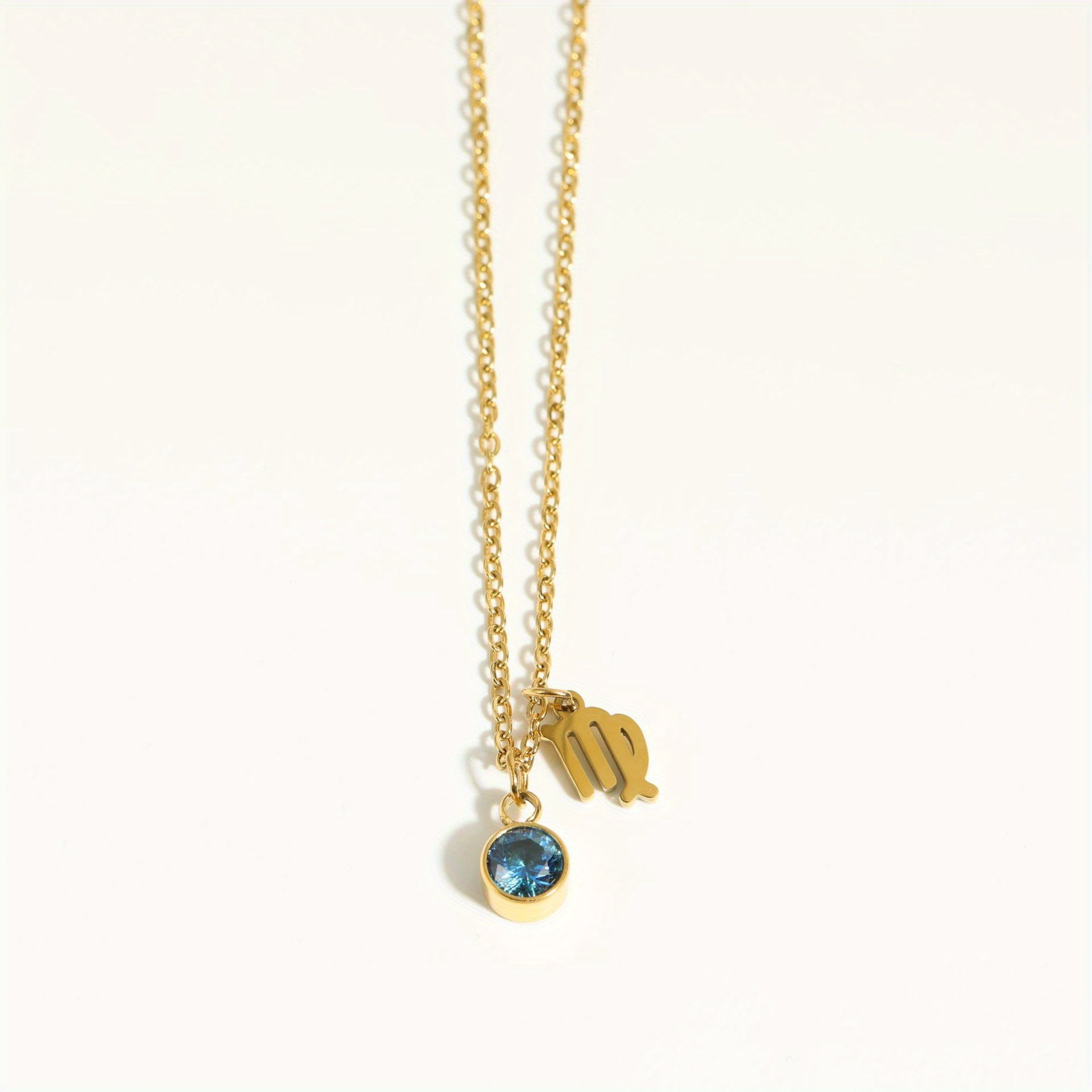 Classic 12 zodiac signs three-dimensional rune necklace zirconia birthstone zodiac stone ladies girl jewellery gift