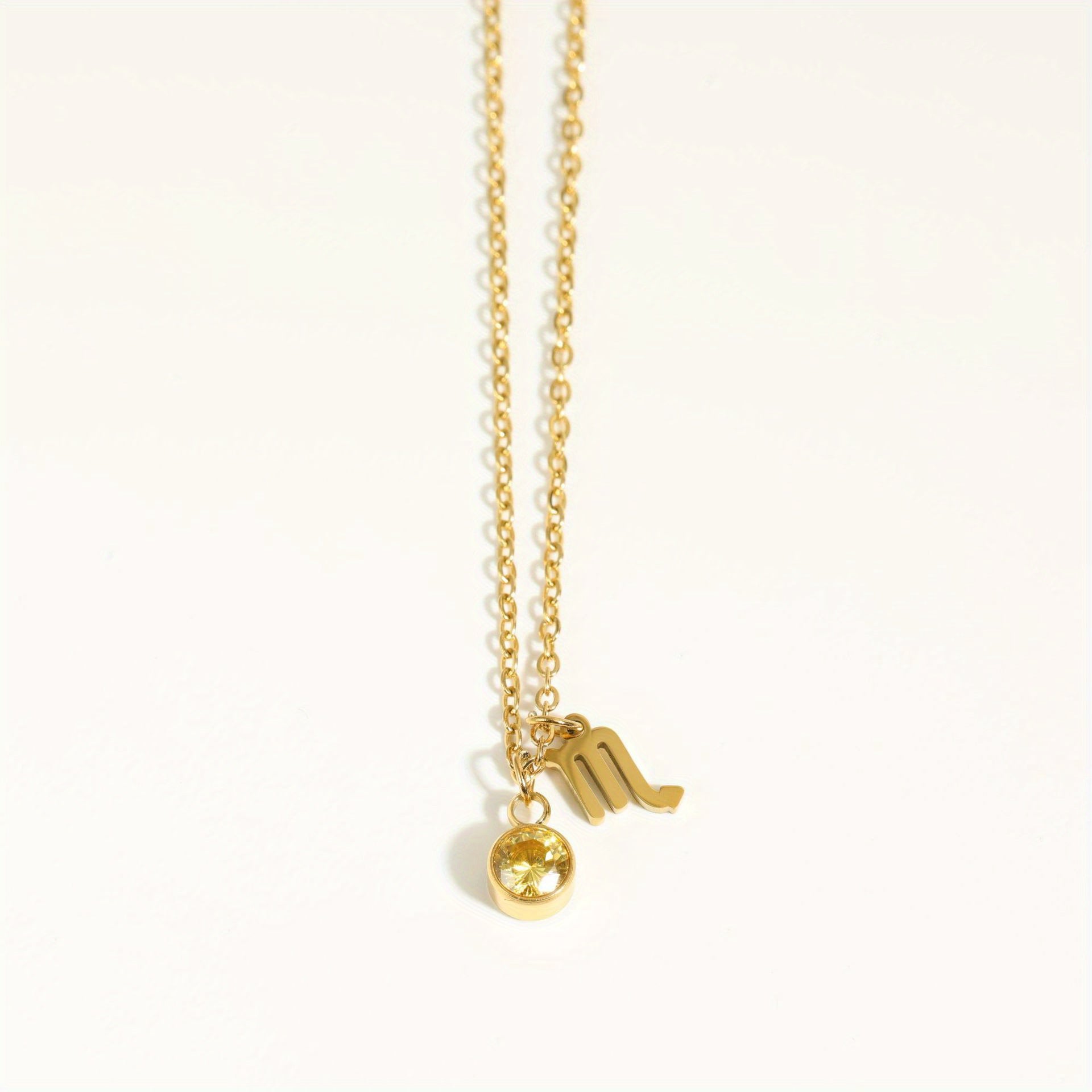 Classic 12 zodiac signs three-dimensional rune necklace zirconia birthstone zodiac stone ladies girl jewellery gift