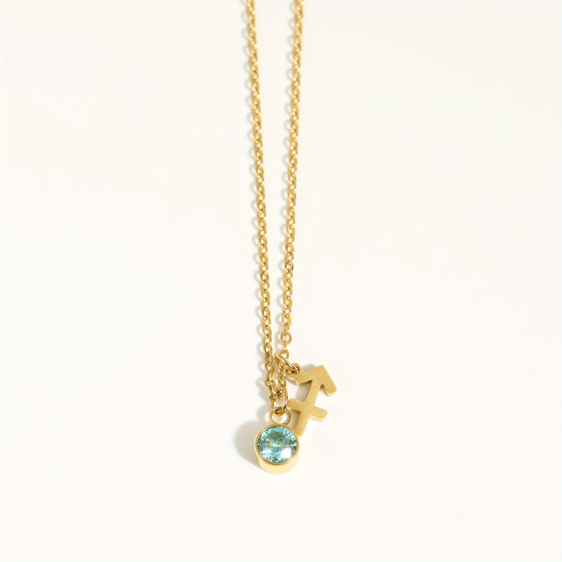 Classic 12 zodiac signs three-dimensional rune necklace zirconia birthstone zodiac stone ladies girl jewellery gift