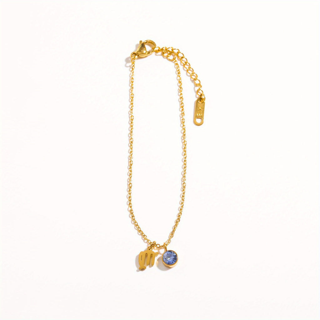 Classic 12 zodiac signs three-dimensional rune necklace zirconia birthstone zodiac stone ladies girl jewellery gift
