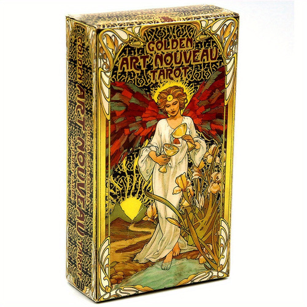 1Pc Golden Art Nouveau Tarot - Suitable for Beginners, Friends, Family Gatherings, Holiday Entertainment Card Game Props