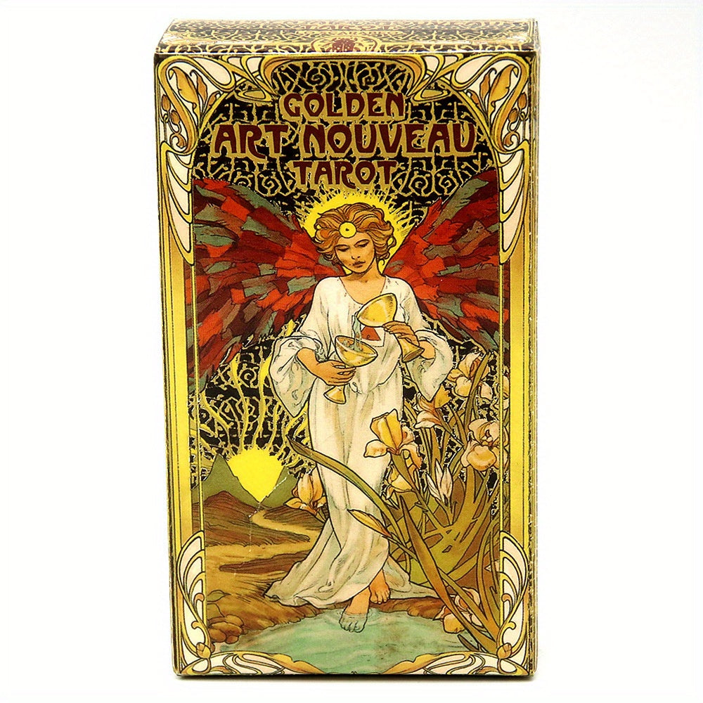 1Pc Golden Art Nouveau Tarot - Suitable for Beginners, Friends, Family Gatherings, Holiday Entertainment Card Game Props