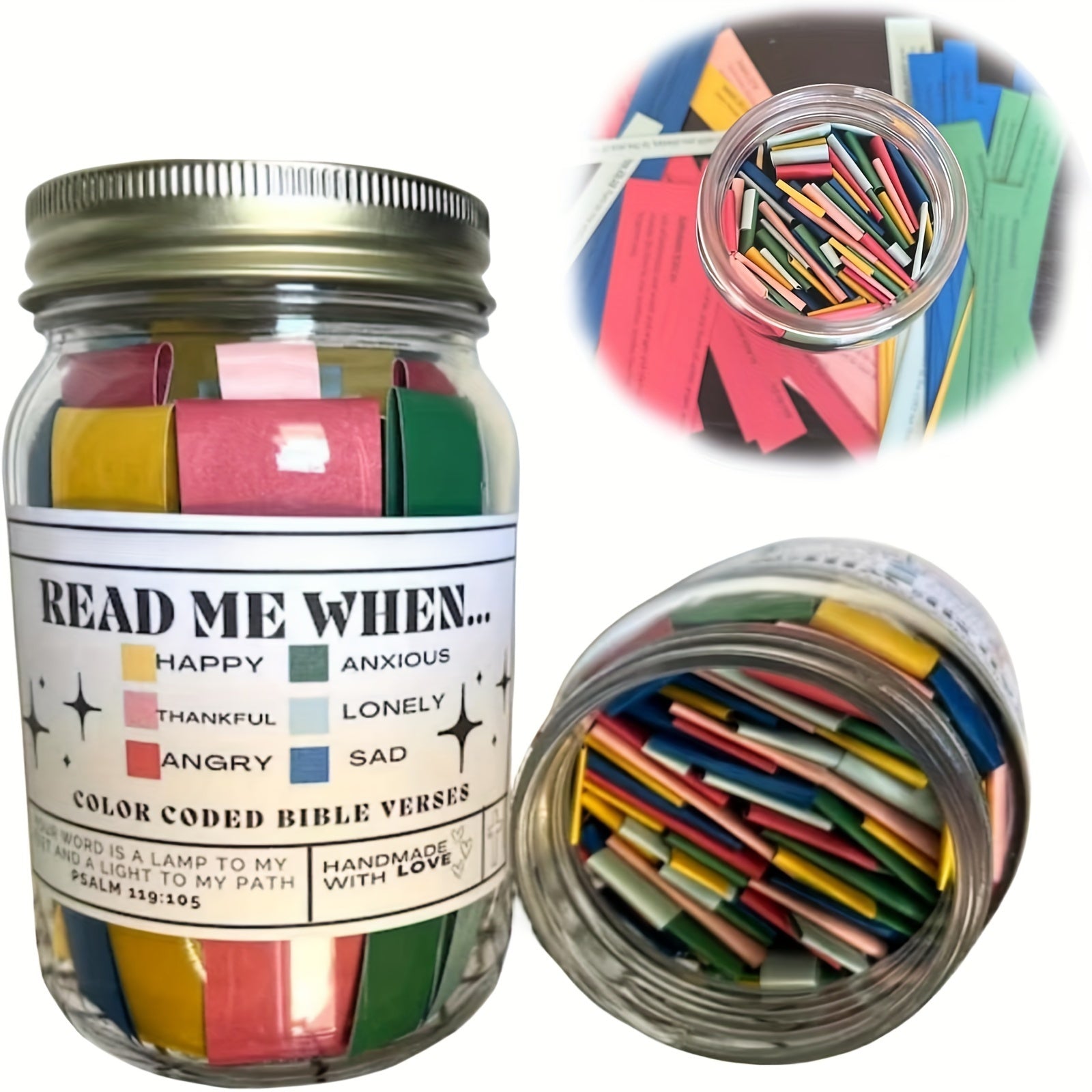 Set, Brand New 2024 Correct Version, Bible Verses in Jars, Emotions And Feelings Scripture Jars, Scripture Jars, Scripture Jars, Scripture Prayer Cards, Christian Gifts for Men And Women
