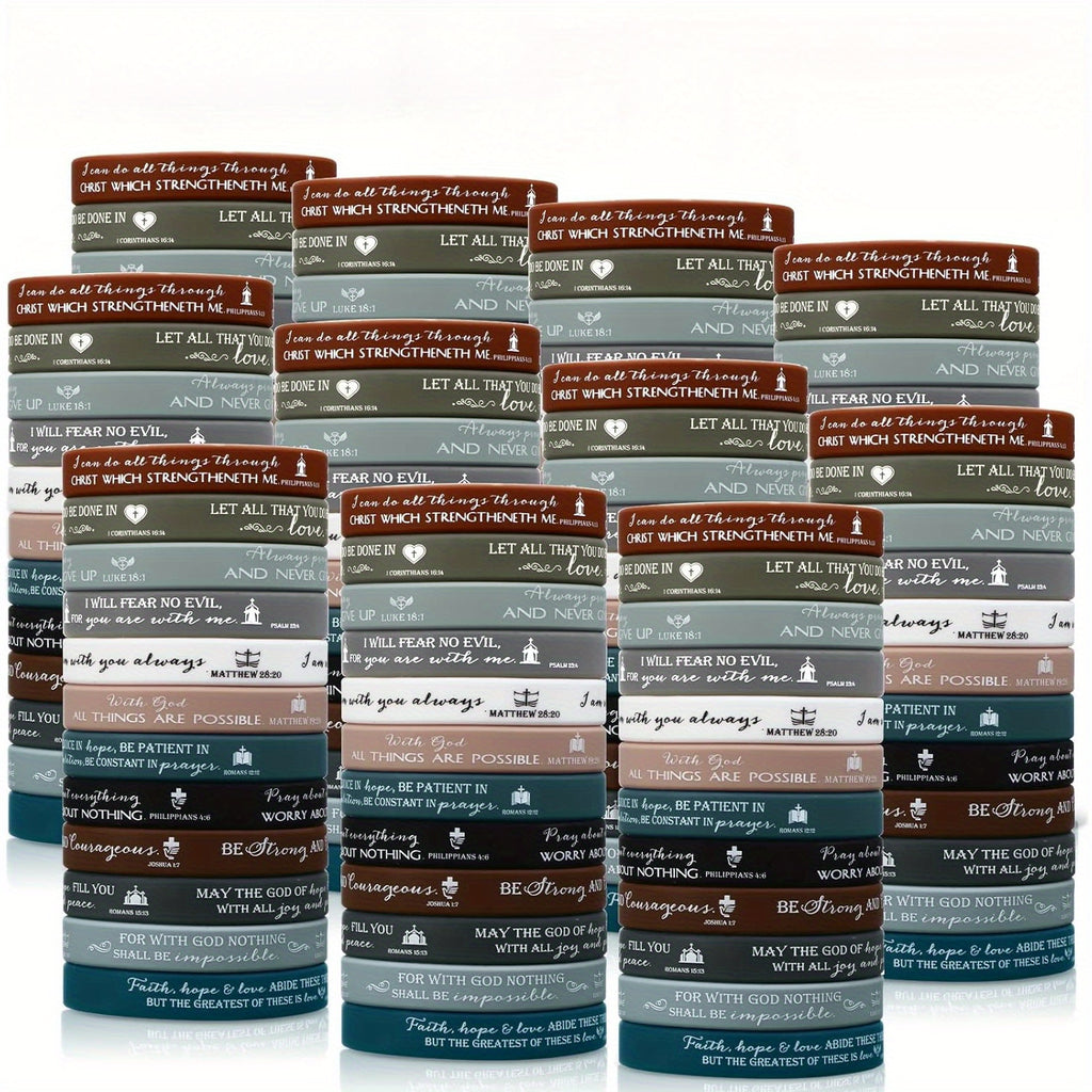 120/240pcs Religious Silicone Bracelets Christian Gifts Bulk Bible Verse Rubber Wristbands for Women Men Birthday Party Favors Church Back to School Gifts