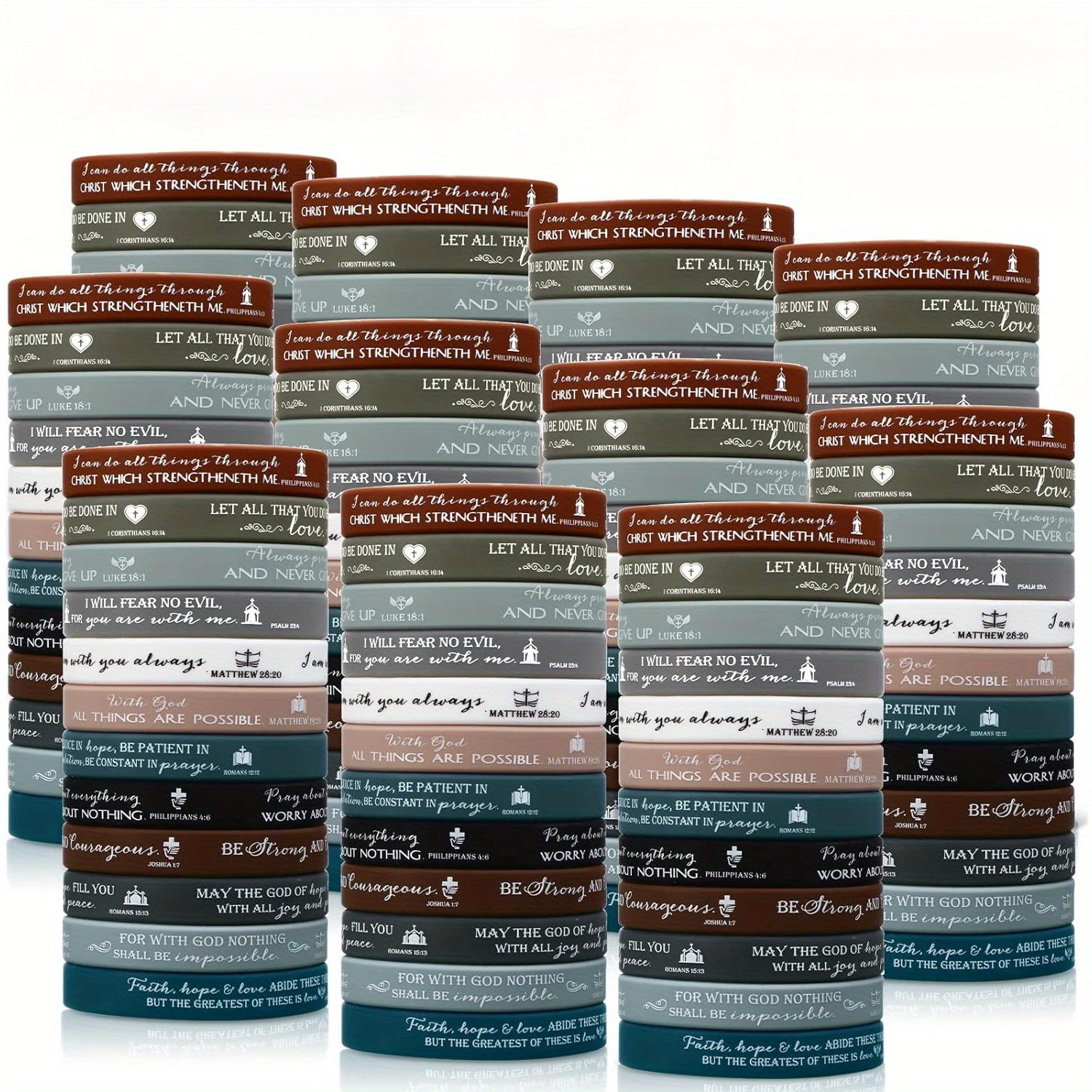 120/240pcs Bulk Religious Silicone Bracelets Christian Gifts Bulk Bible Verse Rubber Wristbands for Women Men Birthday Party Favors Church Back to School Gifts