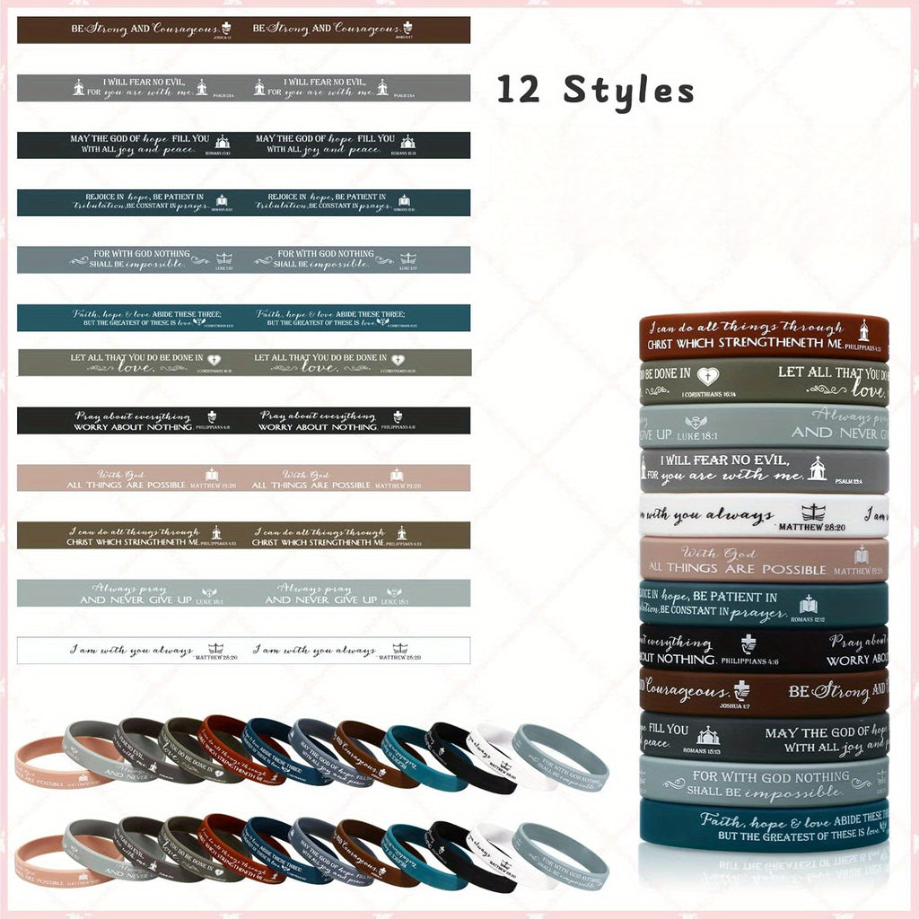 120/240pcs Religious Silicone Bracelets Christian Gifts Bulk Bible Verse Rubber Wristbands for Women Men Birthday Party Favors Church Back to School Gifts