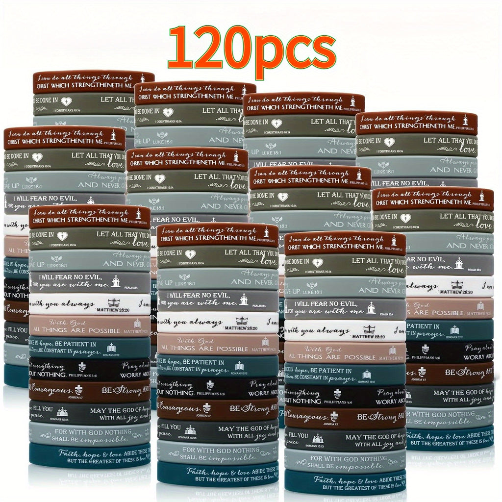 120/240pcs Religious Silicone Bracelets Christian Gifts Bulk Bible Verse Rubber Wristbands for Women Men Birthday Party Favors Church Back to School Gifts