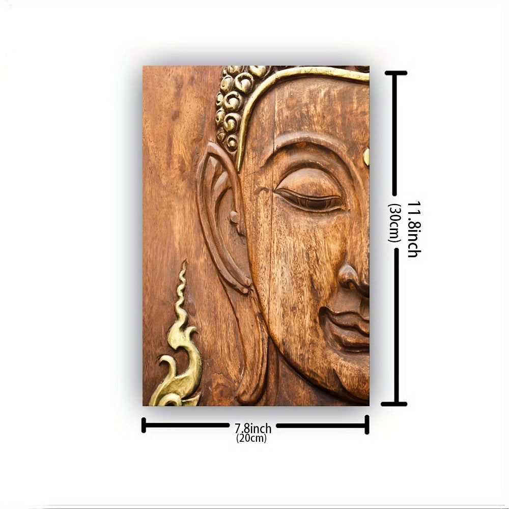 1pcs Wood Frame Wall Art, Woodcarving Buddha Statue Asian Oriental Carving Picture Poster Picture Print Room Decor Art Home Living Room Office Perfect Home Painting Gift