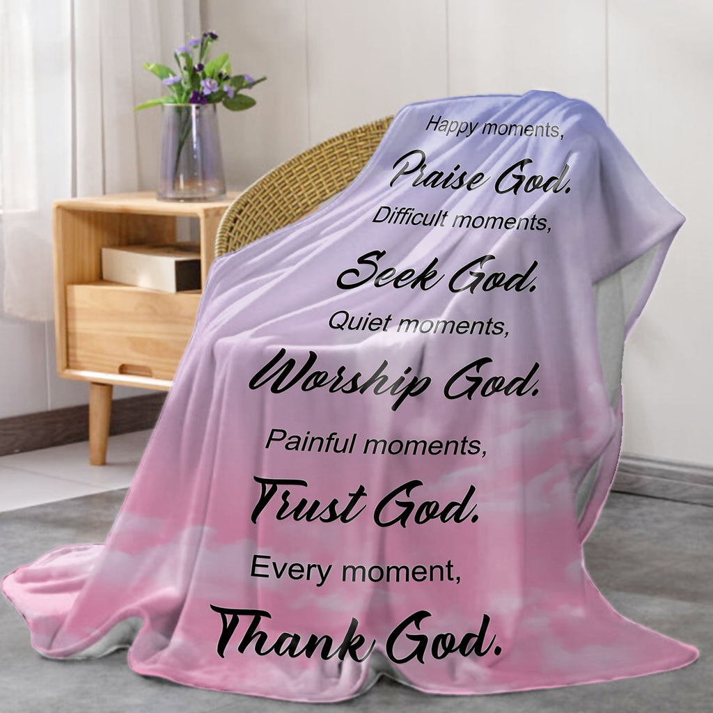 Bible Element 1PC Christian Prayer Caring Flannel Blanket: Soft and Comfortable Throw Blanket for Bed, Sofa, Office, or Camping
