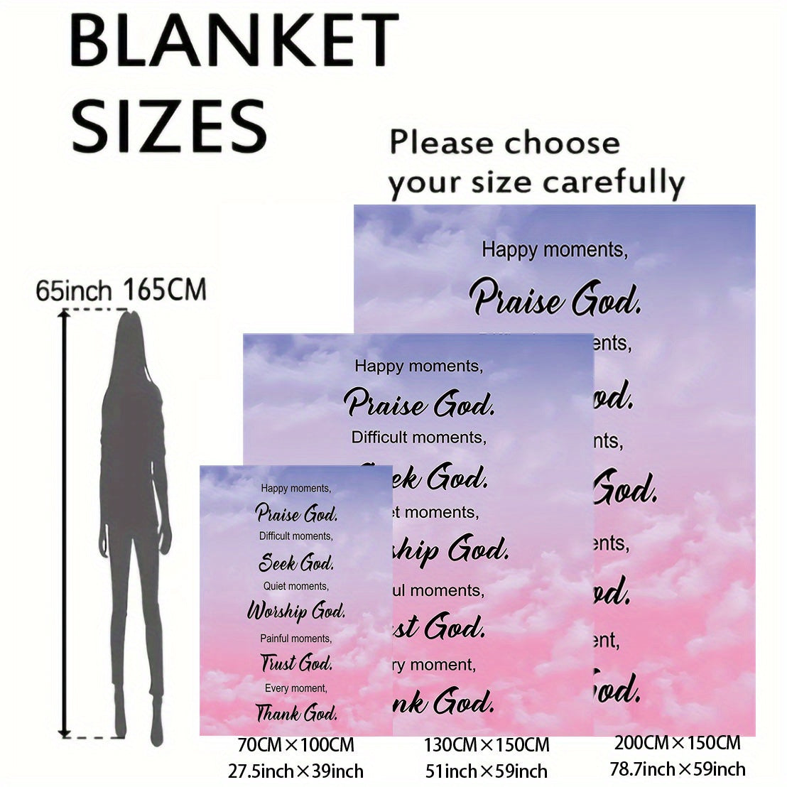 Bible Element 1PC Christian Prayer Caring Flannel Blanket: Soft and Comfortable Throw Blanket for Bed, Sofa, Office, or Camping