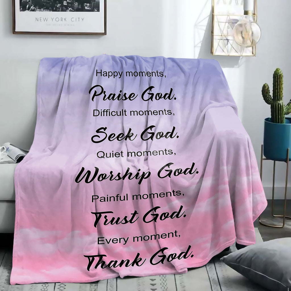 Bible Element 1PC Christian Prayer Caring Flannel Blanket: Soft and Comfortable Throw Blanket for Bed, Sofa, Office, or Camping