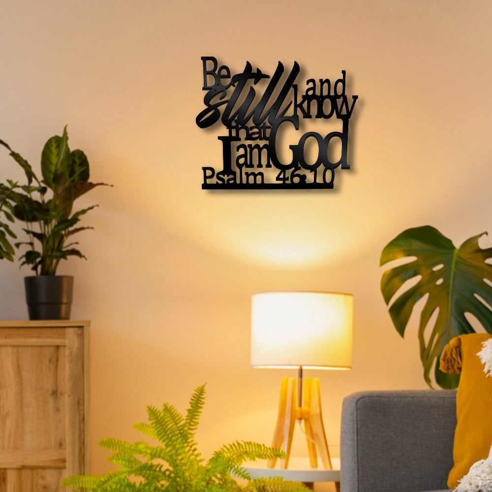 1pc Metal Wall Decoration with Motivational Slogan, Bible Verse Sign Metal Wall Art Decoration, Be Still and Know That I Am God Metal Wall Sign, Christian Word, Suitable for Living Room, Bedroom, Halloween, Christmas Decorati