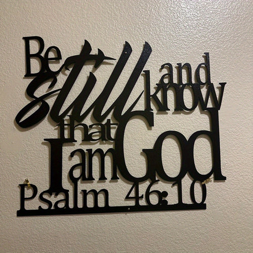1pc Metal Wall Decoration with Motivational Slogan, Bible Verse Sign Metal Wall Art Decoration, Be Still and Know That I Am God Metal Wall Sign, Christian Word, Suitable for Living Room, Bedroom, Halloween, Christmas Decorati