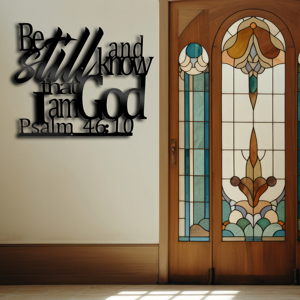 1pc Metal Wall Decoration with Motivational Slogan, Bible Verse Sign Metal Wall Art Decoration, Be Still and Know That I Am God Metal Wall Sign, Christian Word, Suitable for Living Room, Bedroom, Halloween, Christmas Decorati