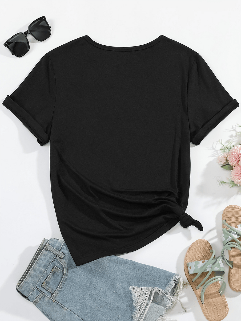 Women's Casual Short Sleeve T-Shirt with Geometric Pattern - Polyester Knit Fabric, Round Neck, All-Season Comfort, Bible Believin' Christian Girl Design