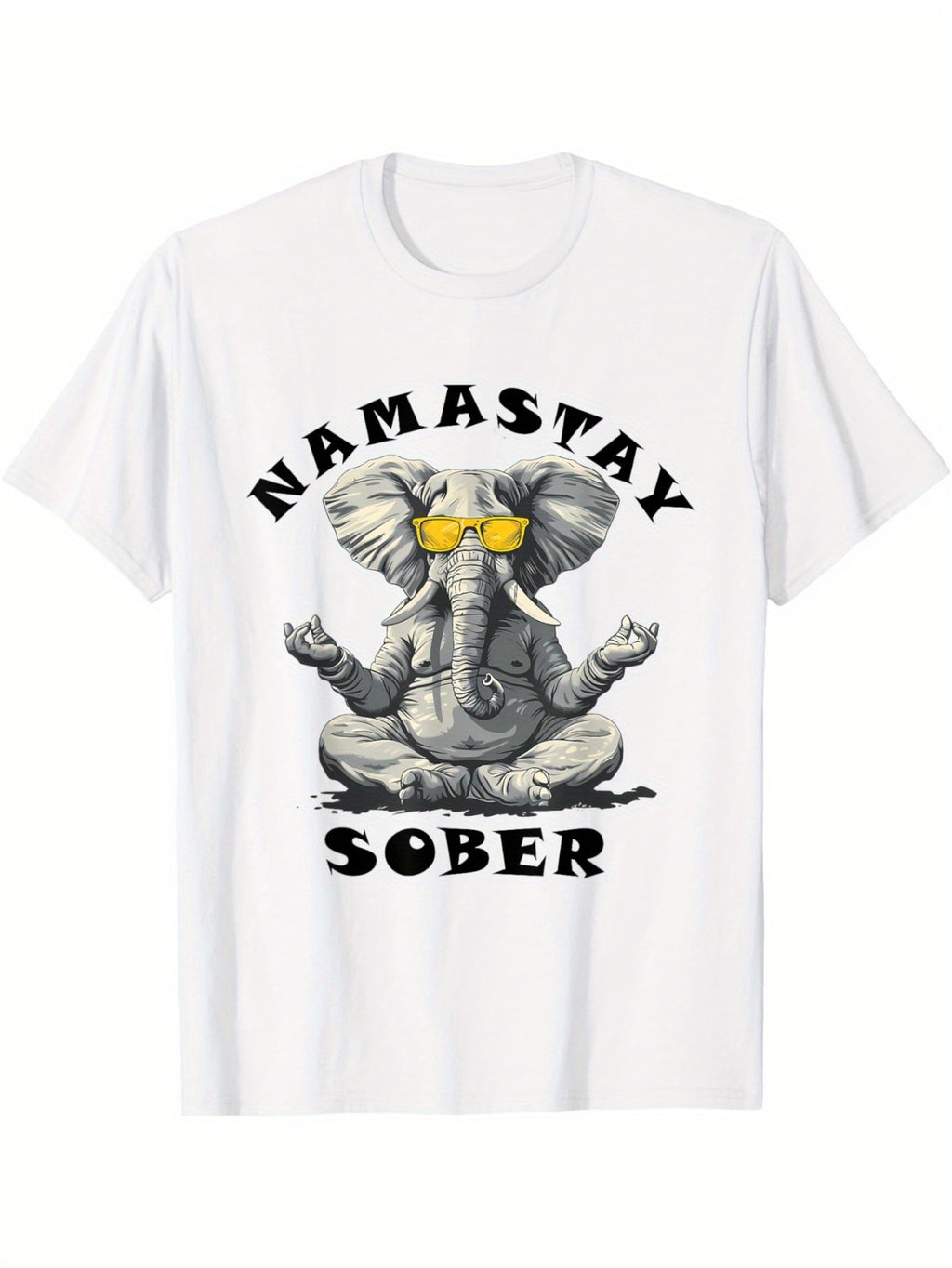 Elephant Namastay Sober NA AA Alcoholics Anonymous Buddha T-Shirt
